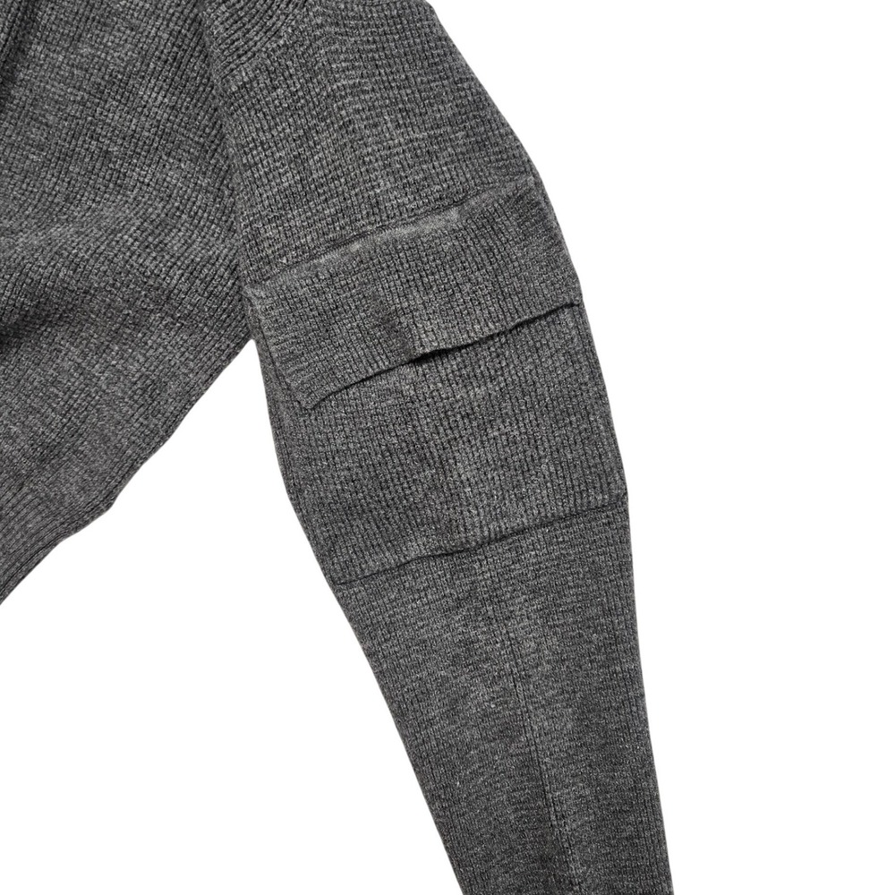 Sage‎ + Stone Women Charcoal Grey Waffle Knit Cropped Cargo Pocket Sweater S - Picture 4 of 8